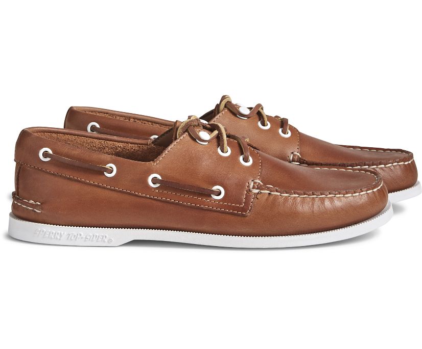 Sperry Cloud Authentic Original 3-Eye Leather Boat Shoes - Men's Boat Shoes - Brown [IO1930284] Sper